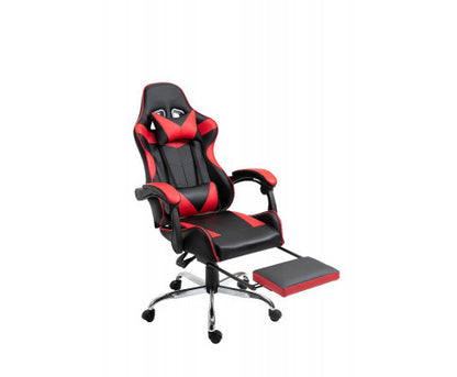 EUGENE RECLINING OFFICE COMPUTER  GAMING CHAIR  WITH FOOTREST -  RED
