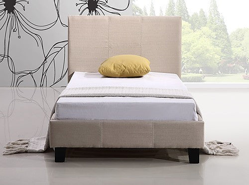 SINGLE ODELIA LINEN FABRIC BED FRAME  - BEIGE