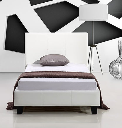 SINGLE WILHELMINA LEATHERETTE BED FRAME - WHITE