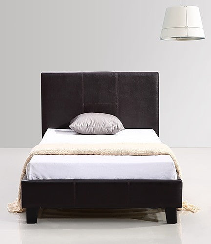 SINGLE ALKURHAH LEATHERETTE BED FRAME - BROWN