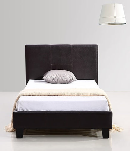 SINGLE ALKURHAH LEATHERETTE BED FRAME - BROWN