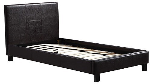 SINGLE ALKURHAH LEATHERETTE BED FRAME - BROWN