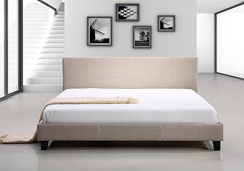 KING HUGUES FABRIC BED FRAME - BEIGE