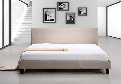 KING HUGUES FABRIC BED FRAME - BEIGE