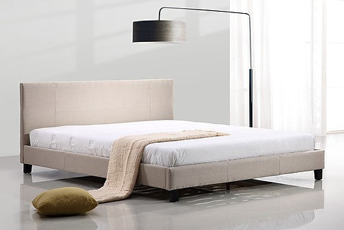KING HUGUES FABRIC BED FRAME - BEIGE