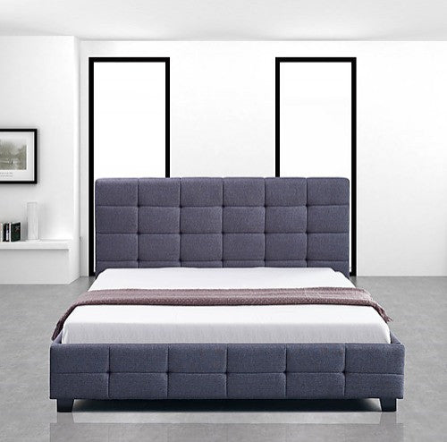 DOUBLE ALGEIBA LINEN FABRIC DELUXE BEDFRAME - GREY