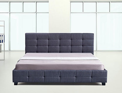 KING ALDEBARAN DELUXE FABRIC BED FRAME WITH TUFTED HEADBOARD - GREY