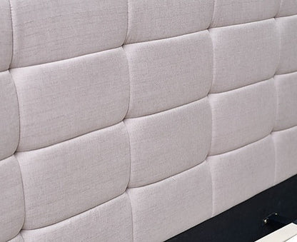 KING BLETCHLEY DELUXE FABRIC BED FRAME WITH TUFTED HEADBOARD - BEIGE