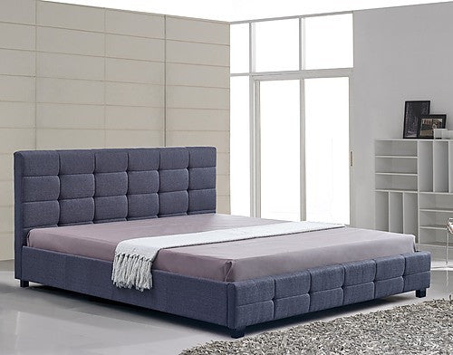 KING ALDEBARAN DELUXE FABRIC BED FRAME WITH TUFTED HEADBOARD - GREY