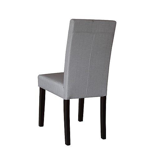 LESSATH SET OF 2 FABRIC LINEN DINING CHAIRS - LIGHT SLATE GREY