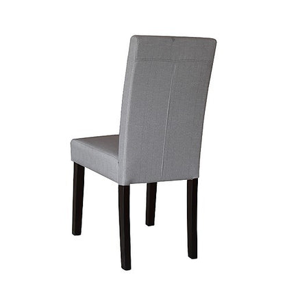 LESSATH SET OF 2 FABRIC LINEN DINING CHAIRS - LIGHT SLATE GREY