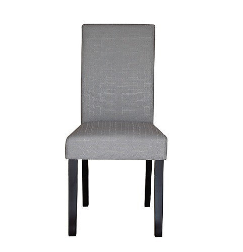 LESSATH SET OF 2 FABRIC LINEN DINING CHAIRS - LIGHT SLATE GREY