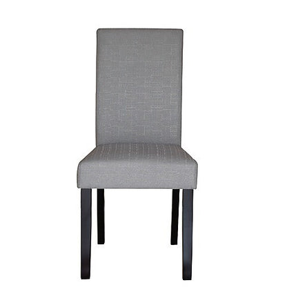 LESSATH SET OF 2 FABRIC LINEN DINING CHAIRS - LIGHT SLATE GREY