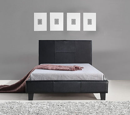 KING SINGLE BREMMER LEATHERETTE BED FRAME - BLACK