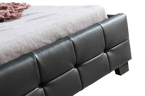 KING SINGLE KIERNAN LEATHERETTE BED FRAME - BLACK