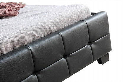 KING SINGLE KIERNAN LEATHERETTE BED FRAME - BLACK