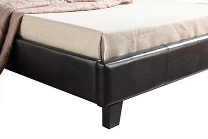 KING SINGLE ALCHIBA LEATHERETTE BED FRAME - BROWN