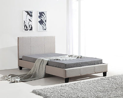 KING SINGLE AEGISTHUS FABRIC DELUXE BED FRAME - BEIGE