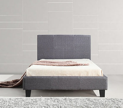 KING SINGLE CORDICE FABRIC BED FRAME - GREY