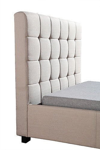 KING SINGLE ALPHONSE FABRIC DELUXE BED FRAME - BEIGE