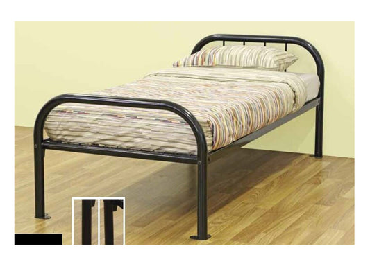 KING SINGLE COMMERCIAL METAL BED - MATT BLACK