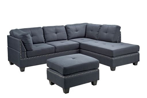 AMELIA (AUSSIE MADE) LINEN CORNER LOUNGE L-SHAPE CHAISE WITH OTTOMAN - ASSORTED COLOURS