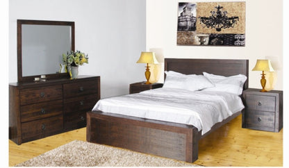 QUEEN ASIDA (AUSSIE MADE) 5 PIECE DRESSER BEDROOM SUITE - TASSIE OAK COMBINATION - ASSORTED COLOURS