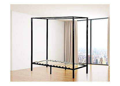 SINGLE ADEN  4 POSTER METAL BED  - BLACK