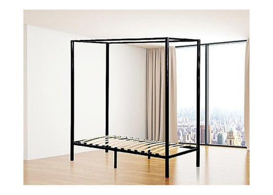 SINGLE ADEN  4 POSTER METAL BED  - BLACK