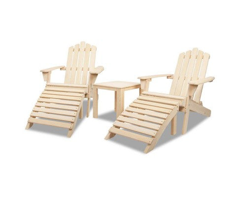 ORBITS 5 PIECE OUTDOOR WOODEN BEACH TABLE AND CHAIR SET - NATURAL