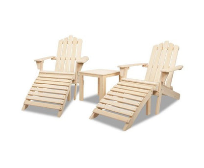 ORBITS 5 PIECE OUTDOOR WOODEN BEACH TABLE AND CHAIR SET - NATURAL