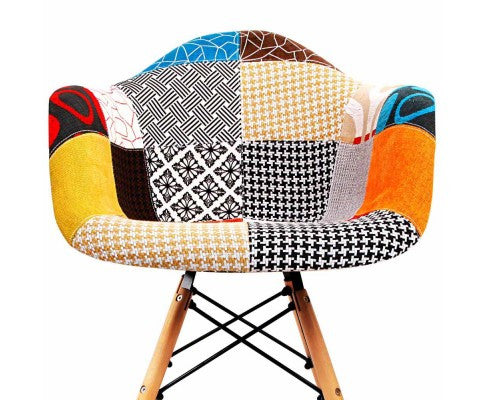 JAVIER SET OF 2 REPLICA OF EAMES ARMCHAIRS - MULTICOLOR FABRIC / BEECH