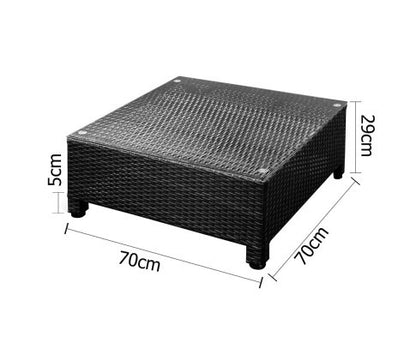 DOMINO 6 PIECE BLACK WICKER RATTAN 5 SEATER OUTDOOR LOUNGE SET GREY