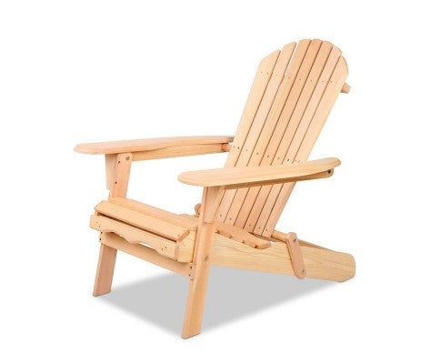 ORBITS  OUTDOOR WOODEN BEACH CHAIR WITH A SLIDE-OUT FOOTSTOOL - NATURAL