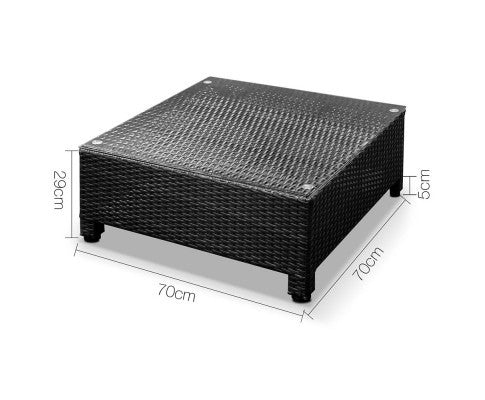 DOMINO 5 PIECES BLACK WICKER RATTAN 4 SEATER OUTDOOR LOUNGE SET GREY