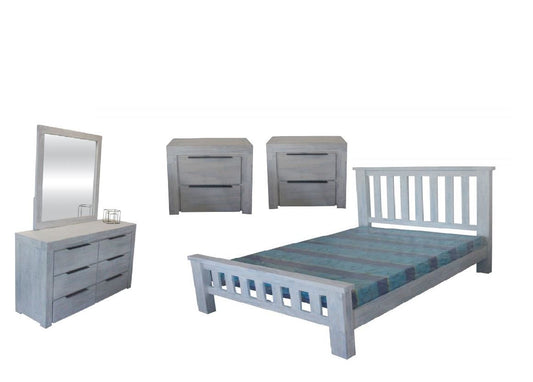 MONTEGO BAY   DOUBLE  OR QUEEN 5  PIECE DRESSER  BEDROOM SUITE   - WHITEWASH