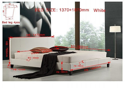 QUEEN PAIGE LEATHER BED FRAME - WHITE