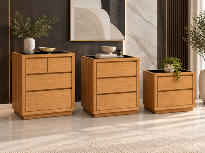 Morgan (AUSSIE MADE) Marble Top Bedside Table With Floating Base Collection - Tassie Oak Combination - Assorted Stained / Marble Colours