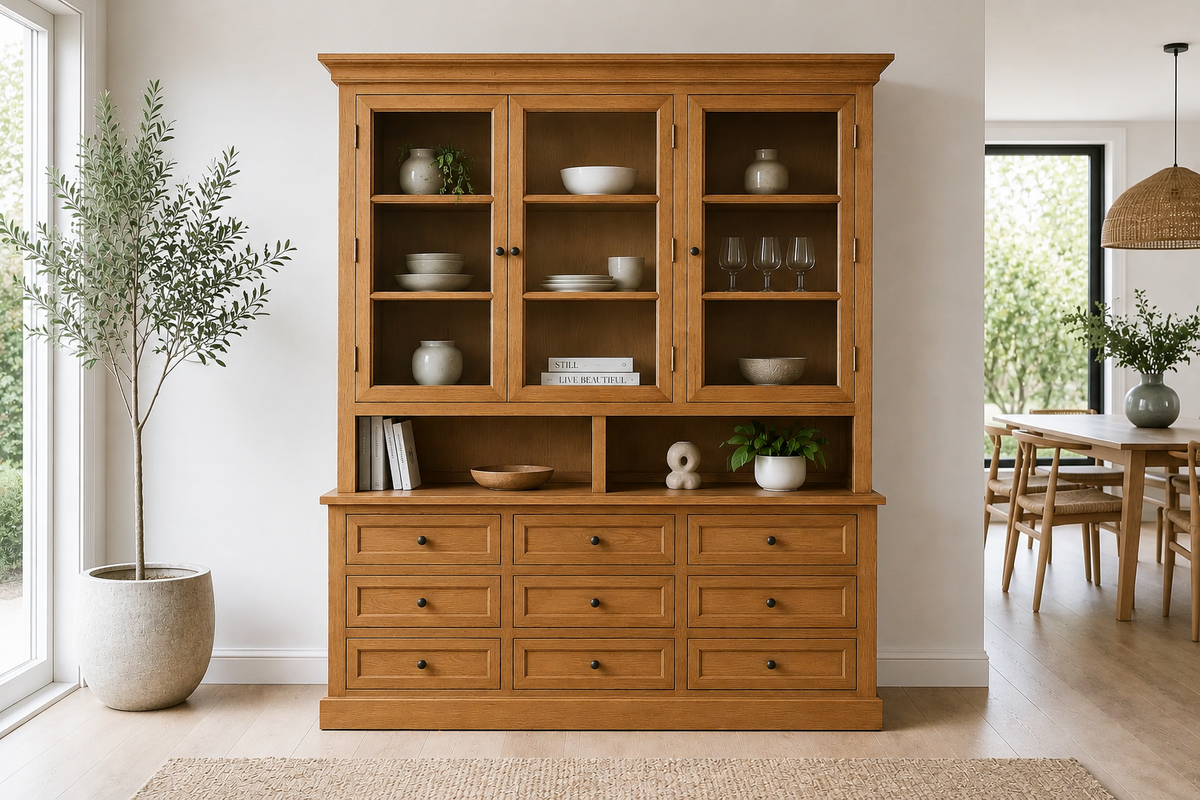 Napoleon (AUSSIE MADE) Buffet & Hutch (DRESSER) Collection - Tassie Oak Combination - Assorted Stained Colours