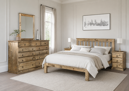 Cronulla Double Or Queen 5 Piece (DRESSER) Bedroom Suite - Bed With Doona Foot - Baltic (#215) , Walnut (#219) Or Grey Wash (#501)