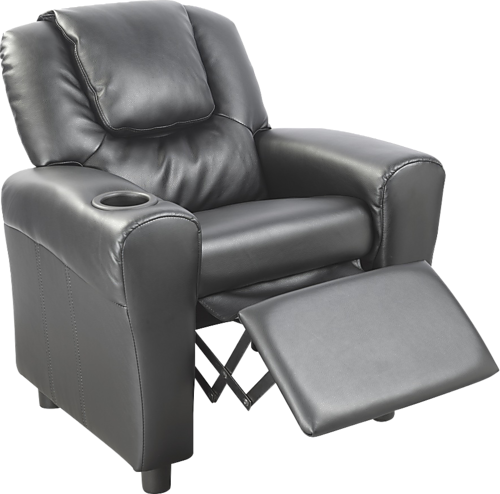 HAIDEI KIDS LEATHERETTE RECLINER - BLACK