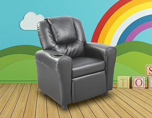 HAIDEI KIDS LEATHERETTE RECLINER - BLACK