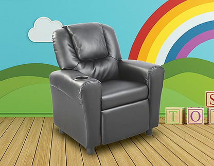 HAIDEI KIDS LEATHERETTE RECLINER - BLACK