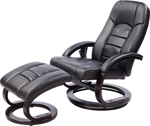 PEEVES LEATHER DELUXE MASSAGE CHAIR WITH FOOTREST - BLACK