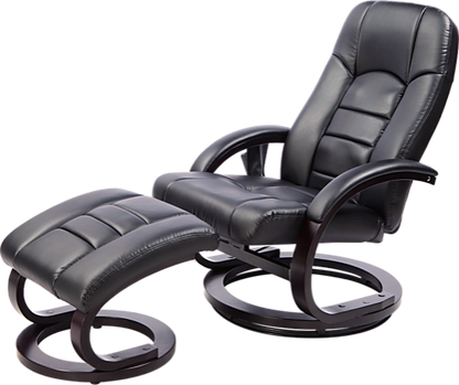 PEEVES LEATHER DELUXE MASSAGE CHAIR WITH FOOTREST - BLACK
