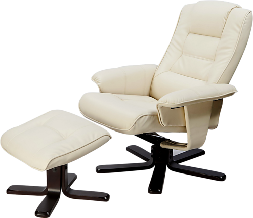 RUPERT LEATHER MASSAGE CHAIR RECLINER WITH FOOTREST - CREAM