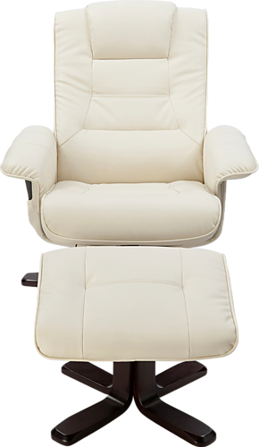 RUPERT LEATHER MASSAGE CHAIR RECLINER WITH FOOTREST - CREAM