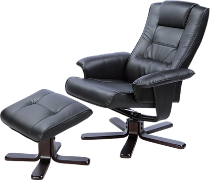 GOMEISA LEATHER MASSAGE RECLINER WITH FOOTREST - BLACK