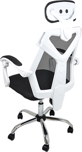 KAEPER GAMING COMPUTER CHAIR MESH BACK FOAM SEAT - WHITE/BLACK
