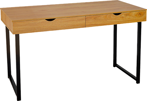 MURIEL WHITE MAPLE COMPUTER DESK WITH 2 DRAWERS - BLACK LEGS / MAPLE TOP